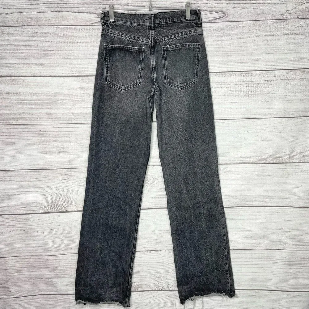 ZARA 100% Cotton Straight Black Jeans Women’s Size 2 Long - Picture 6 of 7